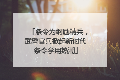 条令为纲励精兵，武警官兵掀起新时代条令学用热潮
